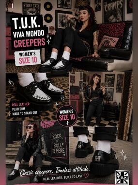 Black & White Platform Creeper Shoes - Women's